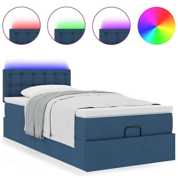 Seng med opbevaring - Maison Exclusive - 90x200 cm - Opbevaring under seng - Indbygget LED ljusgrått