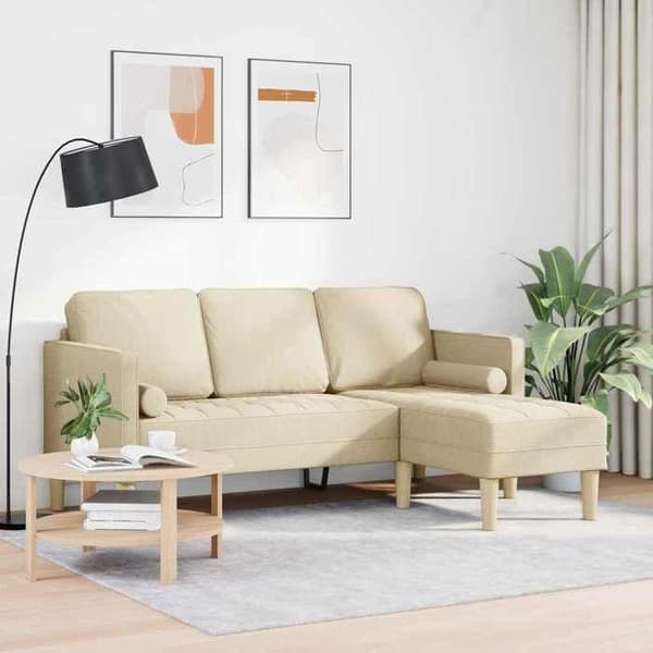 Modulär soffa - EXKLUSIV HEM - Modulära sektioner - Kräm - Andningsbar polyester - Stabil träram Grädde