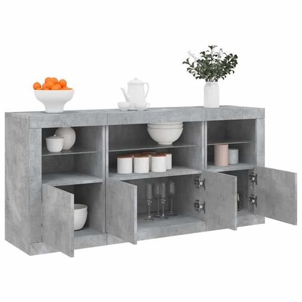 Maison Exclusive - Buffet med LED-lys grå beton 142,5x37x67 cm