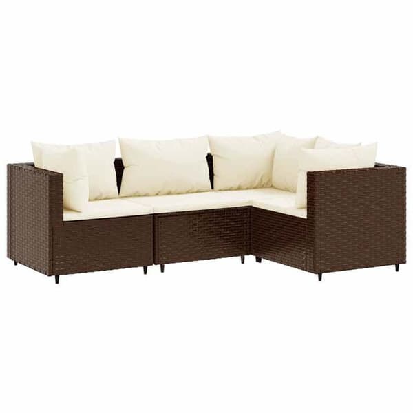 Maison Exclusive - Trädgårdsmöbler 4 delar med kuddar Brun Flätad resin brun
