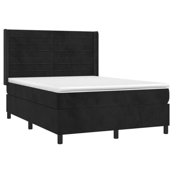 Maison Exclusive - Sängyn lattiaraami ja patja Musta 140x190 cm Sametti