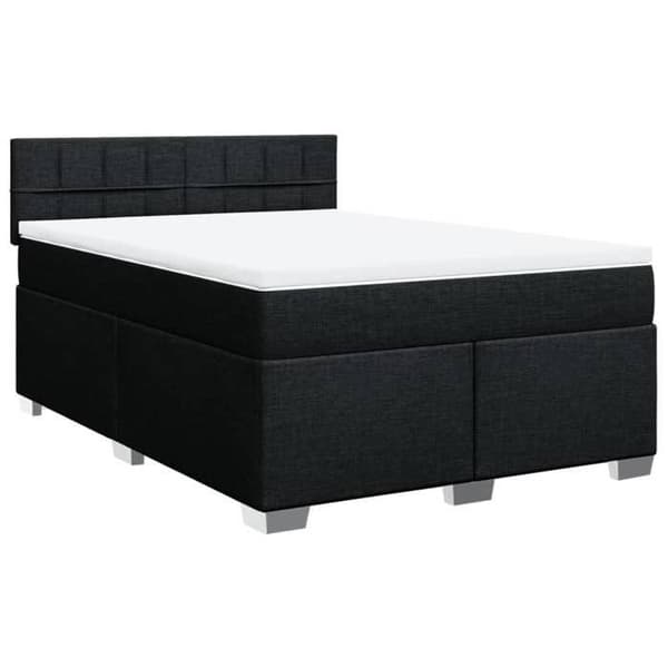 Maison Exclusive - Sengebund med lameller og madras Sort 140x190 cm Stof