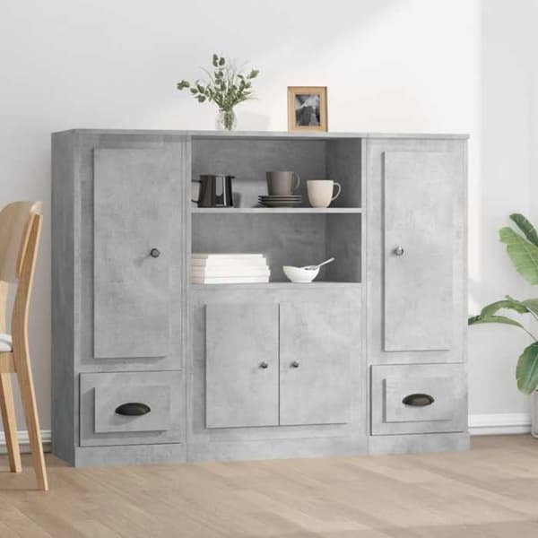 Maison Exclusive - Bufféer 3 st grå betong ingenjörsträ