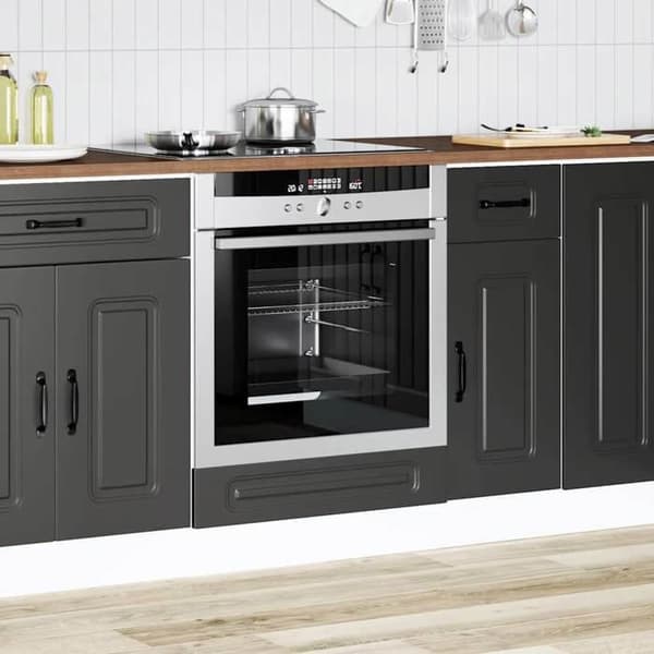 Maison Exclusive - Kalmar sort ingeniørtræ ovnskab Svart