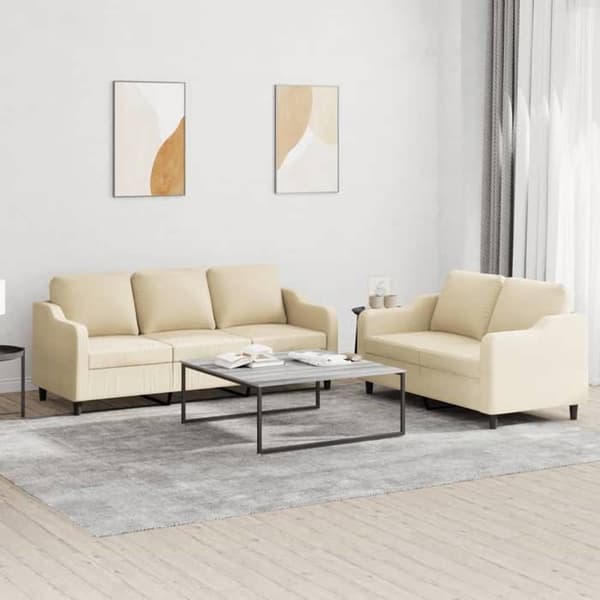 Divaani - MAISON EXCLUSIVE - 2 osan setti - Kermansävy - Kestävä kangas - Metallirunko Grädde