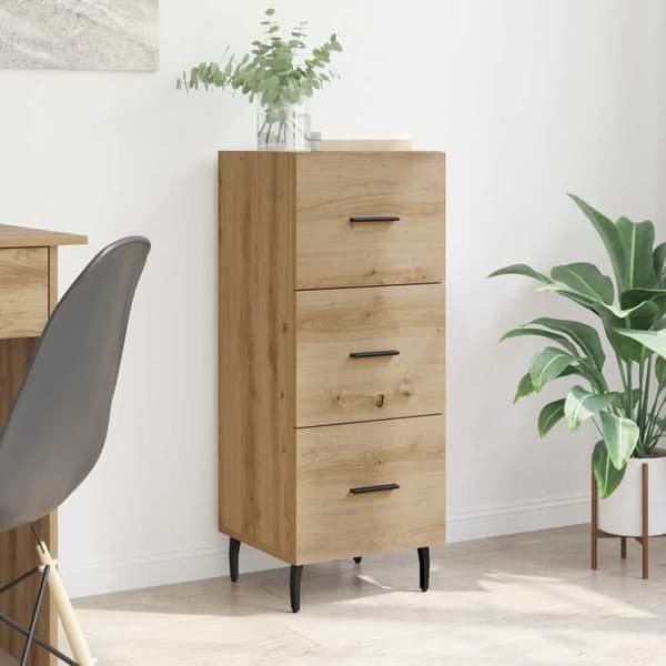 Maison Exclusive - Buffet i egetræ, håndlavet 34 x 34,5 x 90 cm Ingeniørtræ