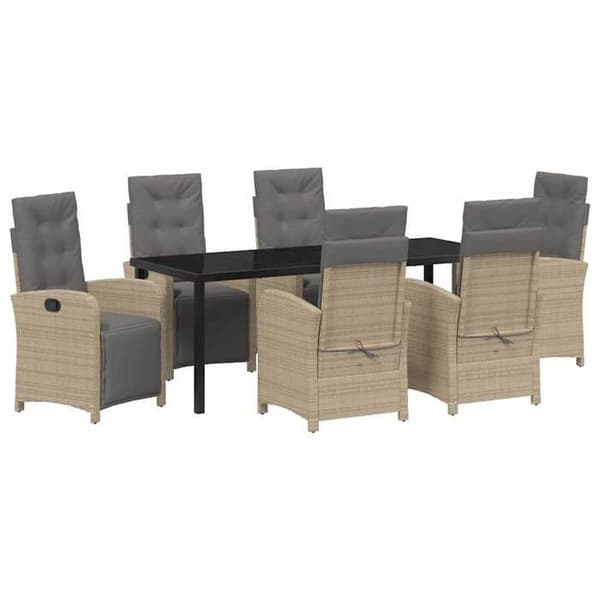 Maison Exclusive - 7 pc spisestue sæt til haven i beige polyrotin beige