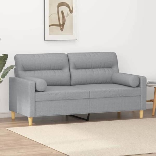 Soffa 2 platser - Maison Exclusive - Ljusgrå - Tyg 100% polyester - Metallram ljusgrått