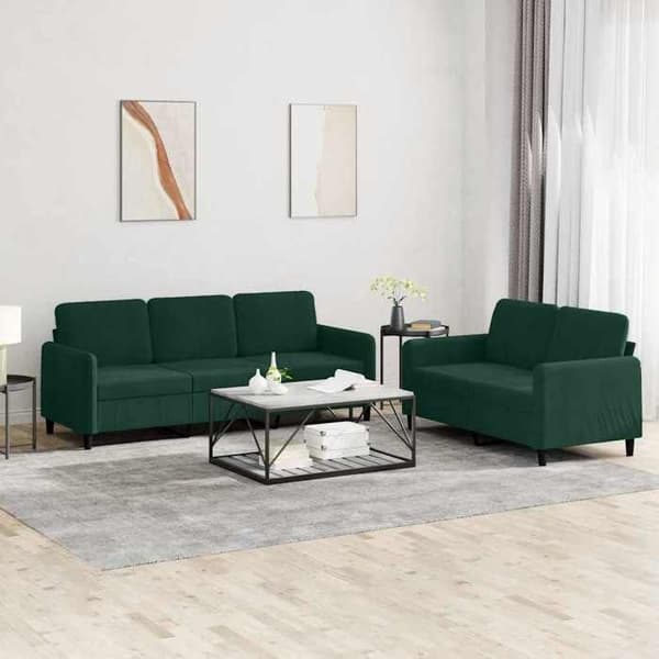 Maison Exclusive - Sæt af 2 sofaer i mørkegrøn velour