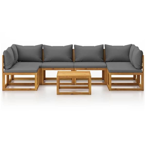 Maison Exclusive - Havegruppe 7 stk med pude i solid akacietræ