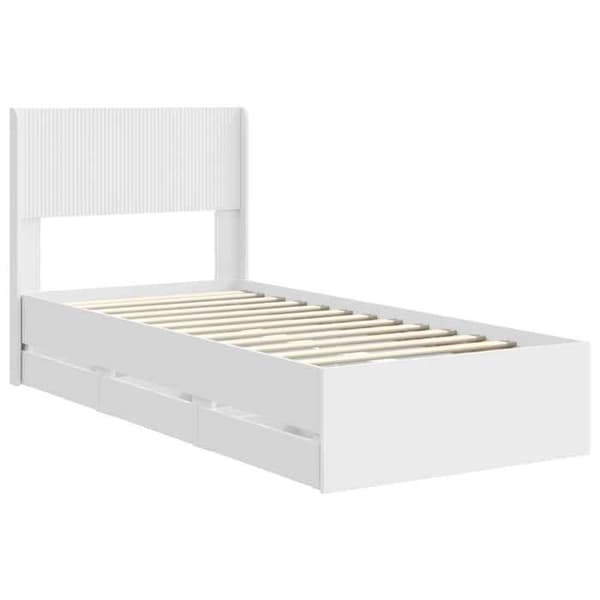 Sängram - EXKLUSIV HEM - 90 x 200 cm - Vit - Ingenjörsträ - Inbyggda förvaringar Vit
