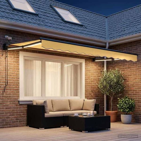 Maison Exclusive - Elektrisk utdragbar markis Sand 100% Polyester och Aluminium