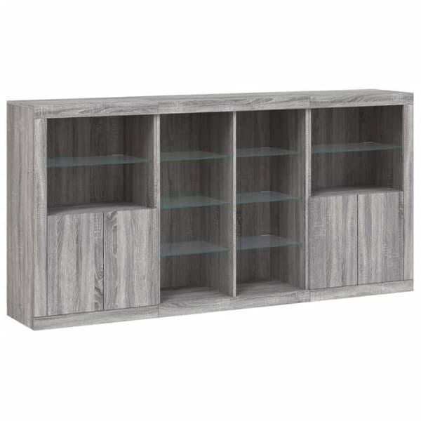 Maison Exclusive - Buffé med LED-lampor sonoma grå 202x37x100 cm
