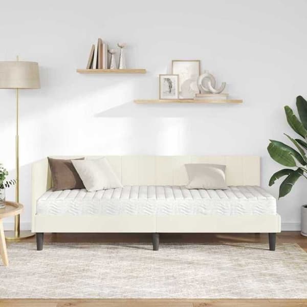 Maison Exclusive - Kulmasänky 2 osaa Patja Kermansävy 80 x 200 cm Kräm (sammet)