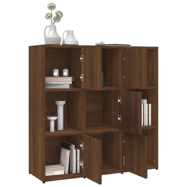 Maison Exclusive - Bibliotek Egetræ brun 90x30x90 cm Ingeniørtræ
