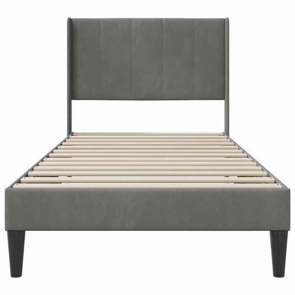 Sengestel - EKSKLUSIV HUS - 100 x 190 cm - Velour hovedgærde - Mørkegrå - Solid lamelbund Mörkgrå