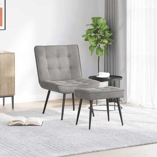 Maison Exclusive - Afslapningsstol med skammel Lys grå Velour