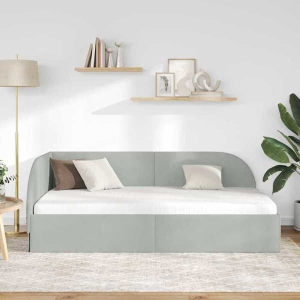 Maison Exclusive - Vaaleanharmaa kulmasänky 90 cm x 200 cm Sametti