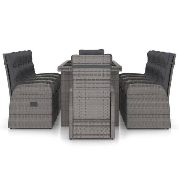 Maison Exclusive - Trädgårdsmöbler 11 delar med kuddar, flätad resin, grå Grå