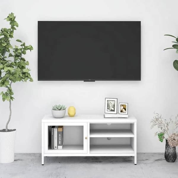 Maison Exclusive - TV-möbel Vit 90x30x44 cm Stål och glas