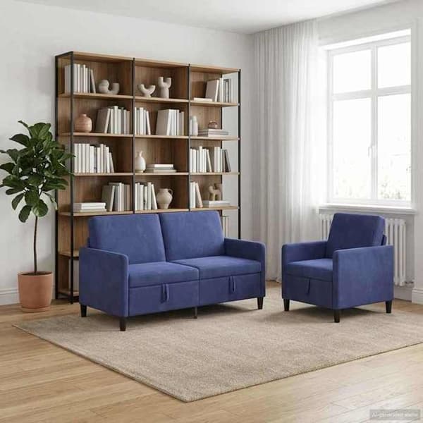 Maison Exclusive - Sofa med opbevaring 2 stk Blå polyester