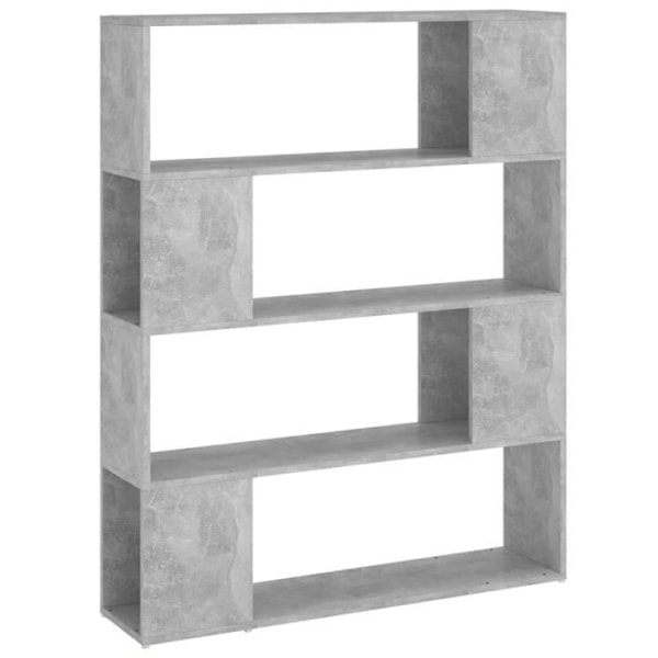 Kirjasto/Osastoseinä - Ei määritelty - Betonginvärinen - 100x24x124 cm - 4 hyllyä - Klassinen tyyli Grå