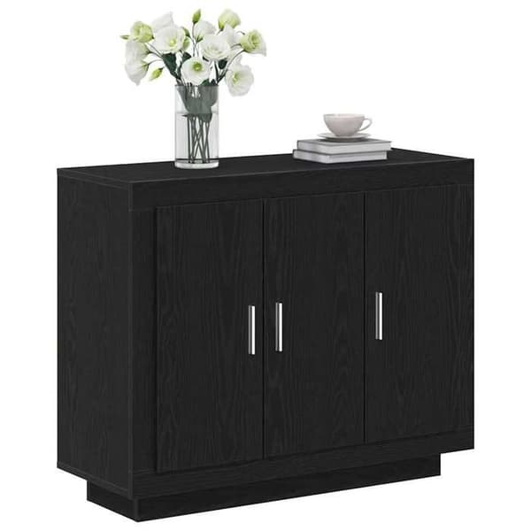 Maison Exclusive - Buffet Sort egetræ 92 x 35 x 75 cm Ingeniørtræ svart ek