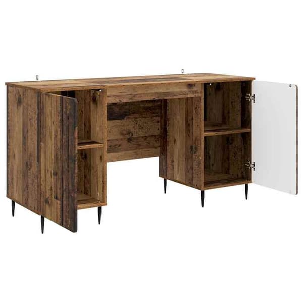 Kontor - EKSKLUSIV HUS - 142,5 x 50 x 75 cm - Ingeniørtræ - Spidse jernben - Døre 90°