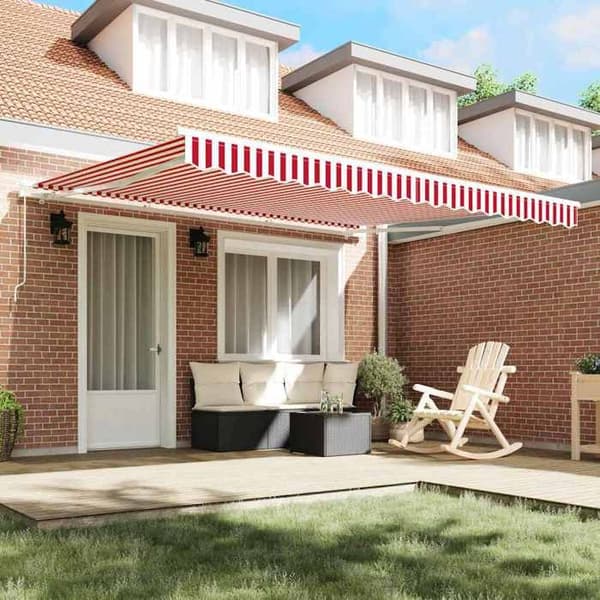 Maison Exclusive - Fällbart tak Röd och Vit 400 × 350 cm