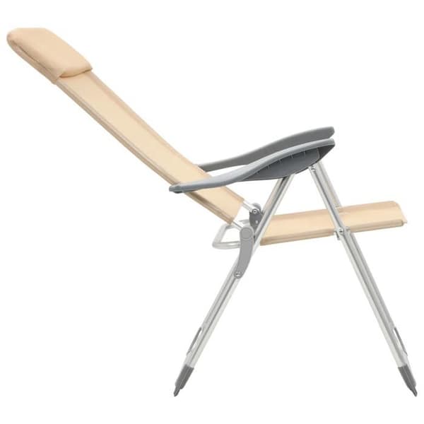 Maison Exclusive - Fällbara campingstolar set om 4 Creme Aluminium