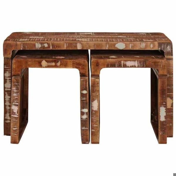 Maison Exclusive - 3-delars Nestingbord Brun 82 x 40 x 46 cm Återvunnet Trä Solid
