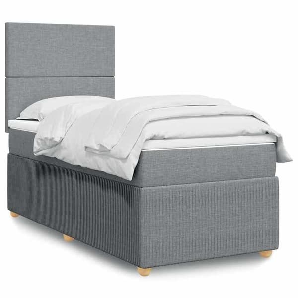 Maison Exclusive - Seng med lameller og madras Grå lys 100x200cm Stof