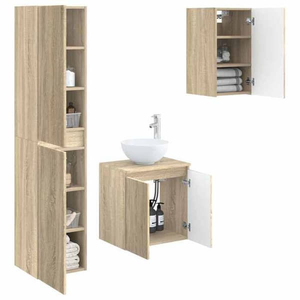 Maison Exclusive - Sæt af 3 pc badeværelsesmøbler Sonoma eg