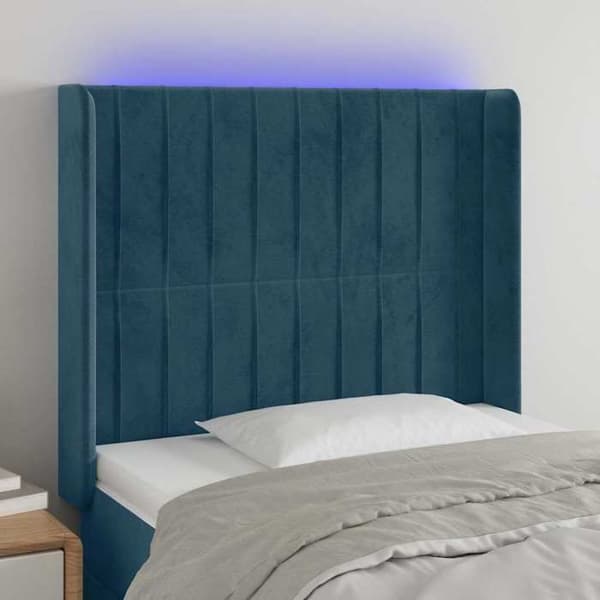 Maison Exclusive - Sänggavel med LED Blå mörk 93x16x118/128 cm Sammet