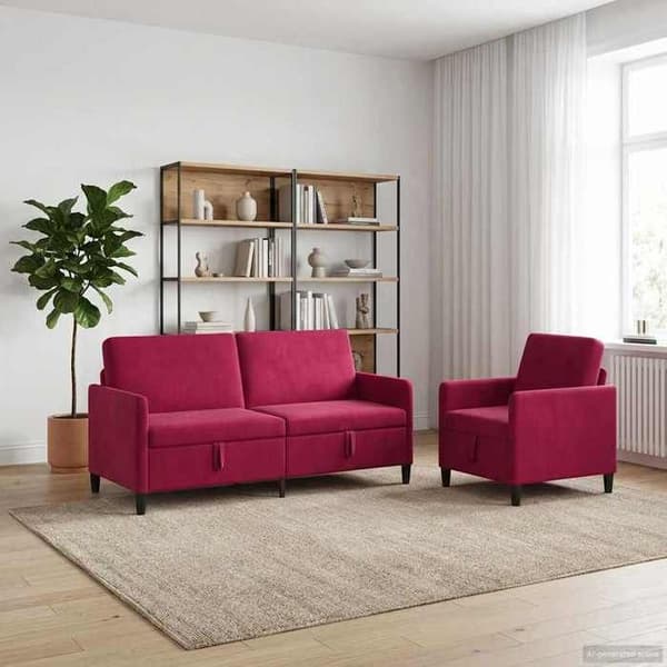 Maison Exclusive - Soffa med förvaring 2 st Bordeaux Polyester Bordeaux