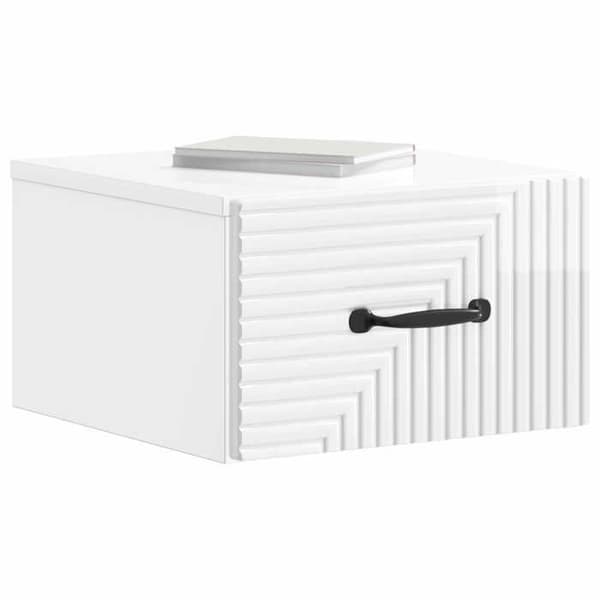 Maison Exclusive - Väggmonterad nattduksbord Vit glansig 34,5 x 33 x 20 cm