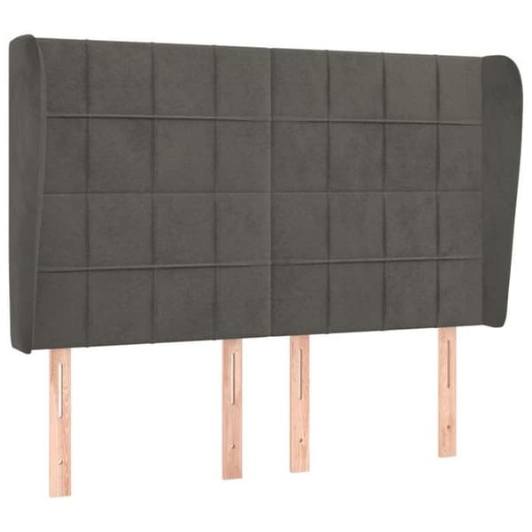 Maison Exclusive - Päätylevy korvilla Tummanharmaa 147x23x118/128 cm Sametti