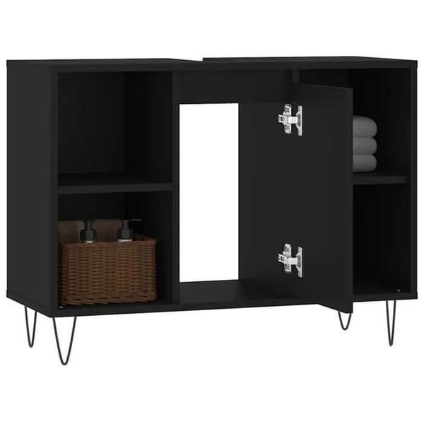Maison Exclusive - Badeværelsesskab sort 80x33x60 cm ingeniørtræ
