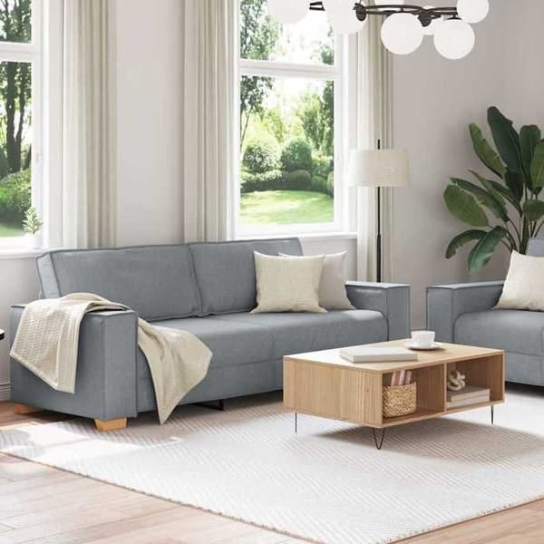 Maison Exclusive - 2-delars soffgrupp med ljusgrå tygkuddar Ljusgrått
