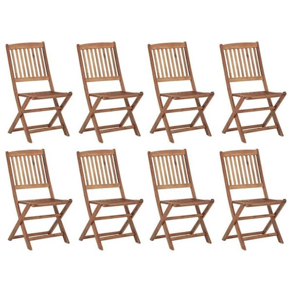 Maison Exclusive - Fällbara utomhusstolar och kuddar set om 8 Akaciaträ