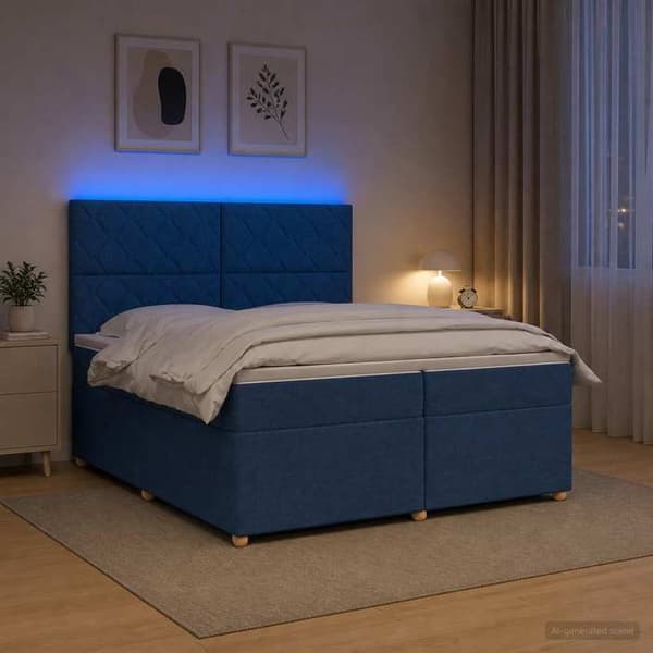 Maison Exclusive - Boxspring seng med madras Blå 200 x 200 cm Stof Blå