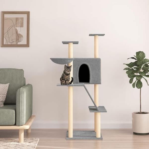 Maison Exclusive - Kattekradsetræ med sisal kløer i lys grå 143 cm ljusgrått
