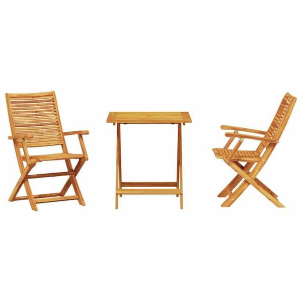 Maison Exclusive - Fällbart bistroset 3 delar Brun Massivt Akaciaträ