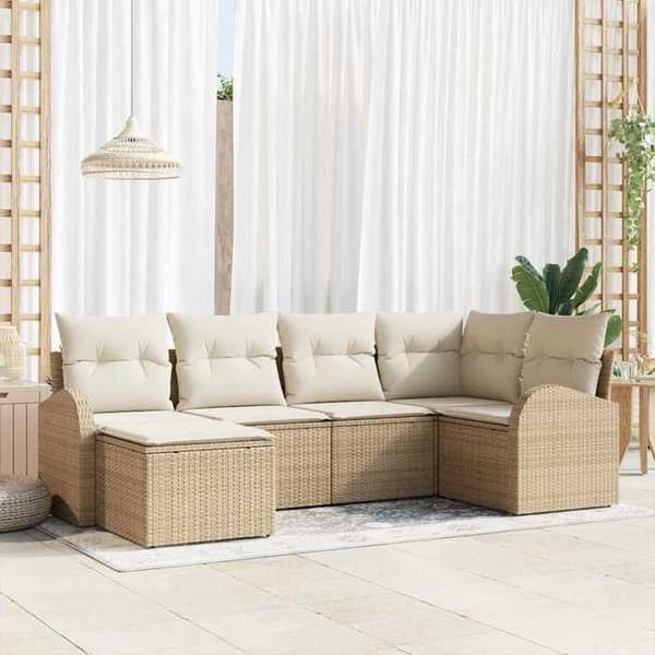 Havemøbler - MAISON EXCLUSIVE - Sæt med 6 dele - Beige - Polyrotin & stål - Modulær beige