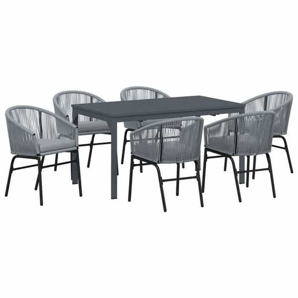 Trädgårdsmöbelset - EXKLUSIVT HUS - 7 delar - Poly rattan & stål - Utbyggbart bord - Dragkedjefodral Grå