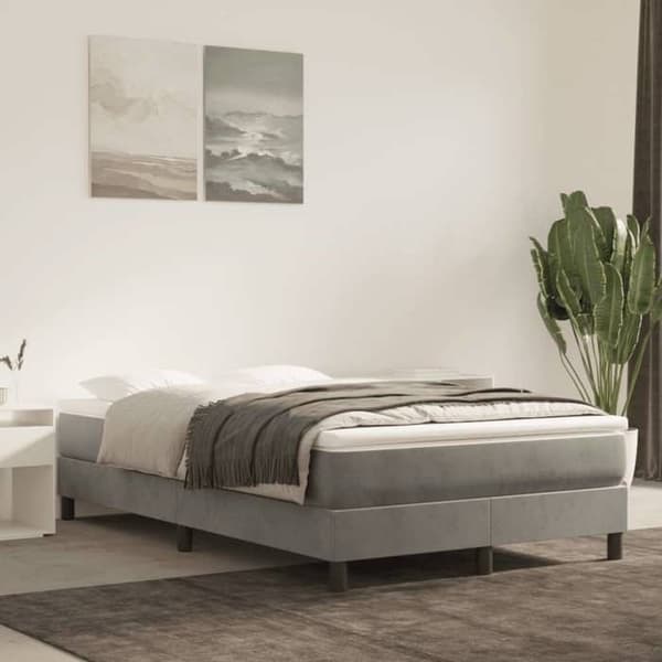 Maison Exclusive - Sängram med lameller ljusgrå 120x200 cm sammet