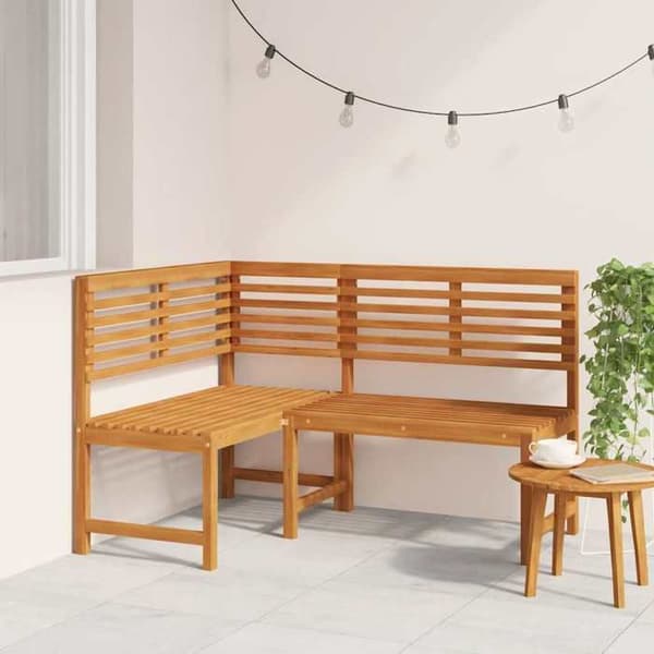 Maison Exclusive - Hörnbänk för trädgård 140 cm Solid akaciaträ