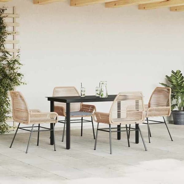 Maison Exclusive - Matgrupp för trädgård med kuddar 5 delar brun polyrotting glas