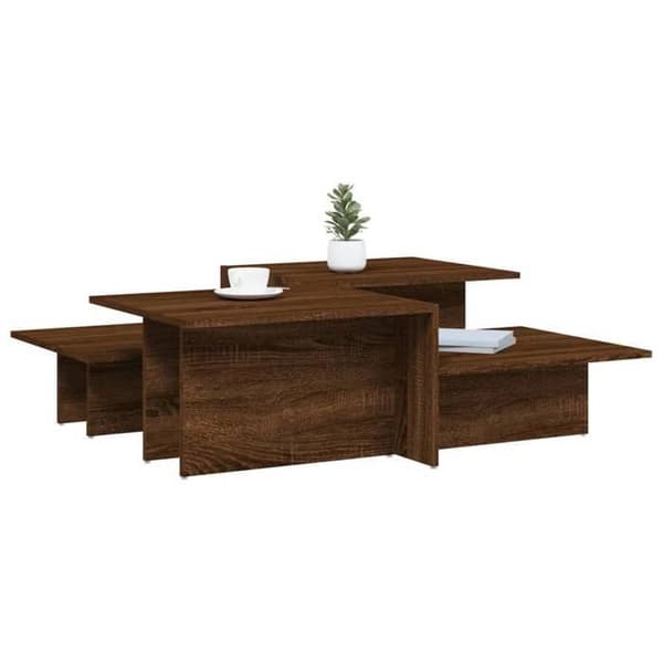 Maison Exclusive - 2 st soffbord i mörk ek, ingenjörsträ Brun ek