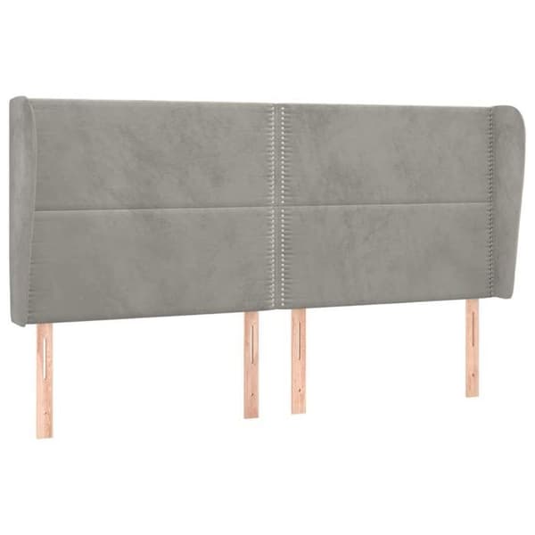 Maison Exclusive - Päätylevy korvilla Vaaleanharmaa 203x23x118/128 cm Sametti
